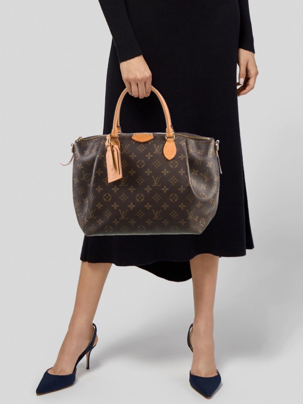 Louis Vuitton Turenne MM Brown Monogram Canvas Satchel with Tan Trim